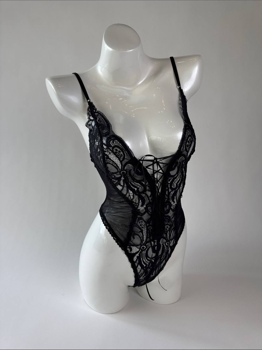 Trashy Lingerie Black Lace Lace-Up Bodysuit